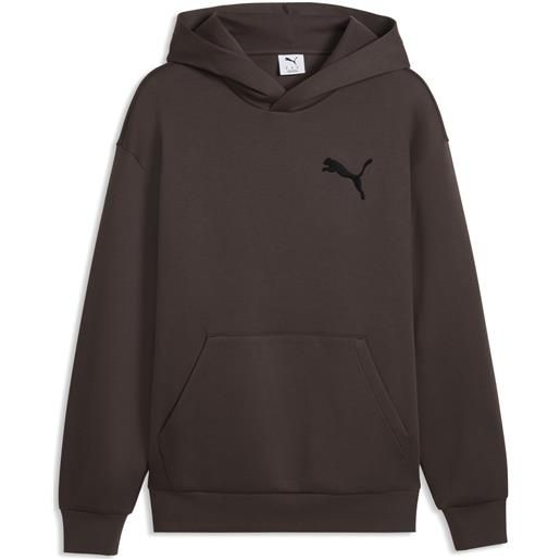 PUMA felpa con cappuccio e logo essentials elevated cat dal taglio morbido da uomo, accessori, marrone, s