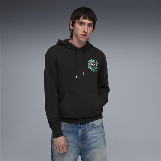 PUMA felpa con cappuccio sunset drive da uomo, abbigliamento, nero, s
