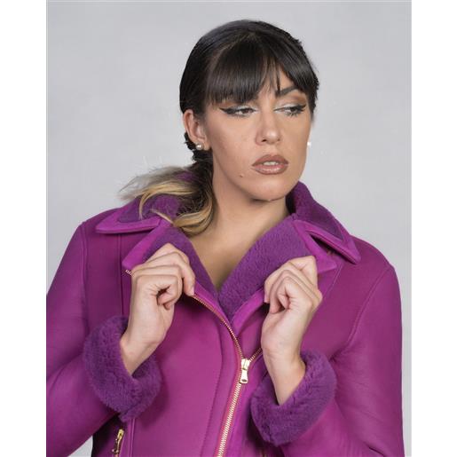 LeatherTrend.it rebecca - chiodo donna fucsia in vero montone shearling