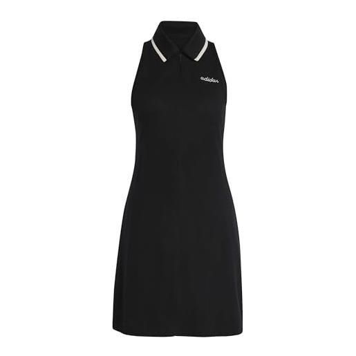 adidas femme seasonal essentials colorpop dress with embroidered graphic, black/off white, l