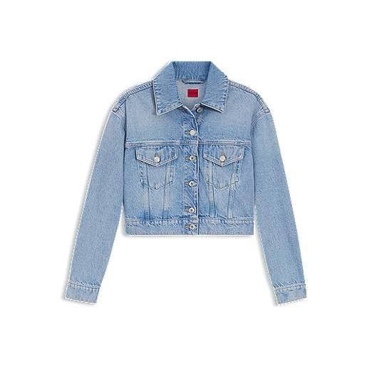HUGO giubbotto regular fit in denim blu acceso, turchese
