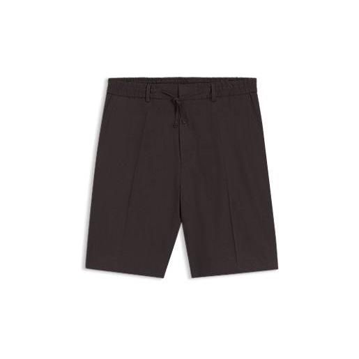 BOSS shorts relaxed fit in misto lino, marrone scuro