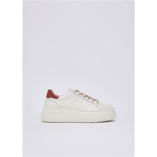 LIUJO liu jo sneakers in pelle con maxi logo, bianco e rosso
