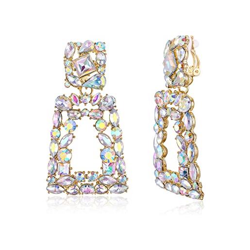 EVER FAITH Orecchini A Clip Fiore Con Cristallo – Per Donne E Ragazze – Ipoallergenici – Confezione Regalo