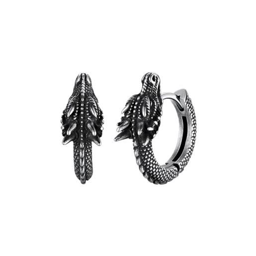 Orecchini Da Uomo In Acciaio Inossidabile Nero - Modello Zense ZE0032, Eleganti E Minimal, Altezza 1,2 Cm, Fatti In Francia