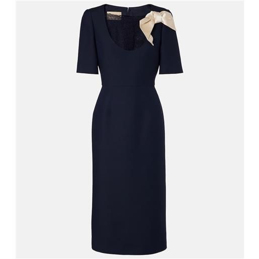 Valentino abito midi in crepe couture con fiocco e pizzo