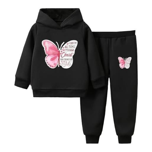 LPATTERN Tuta Per Bambina Con Felpa E Pantaloni - Autunno Inverno, Rosa, Taglia 4-5 Anni - Cotone Morbido Con Stampa 'WONDER'