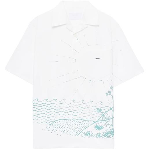 Prada camicia oversize con stampa - bianco