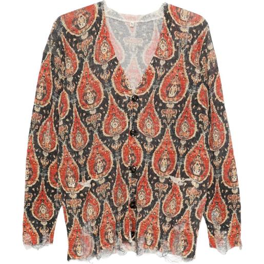 R13 cardigan con stampa paisley - nero