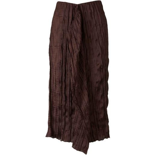 STAUD gonna midi con ruches - marrone