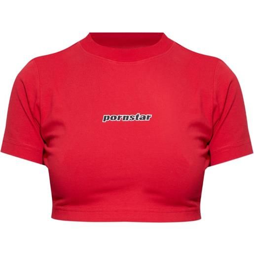 VETEMENTS embroidery crop top - rosso