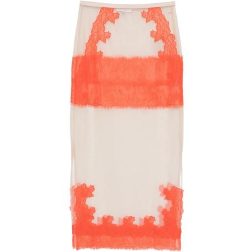 Patrizia Pepe gonna midi con dettagli in pizzo - toni neutri