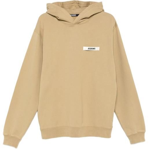 Jacquemus felpa con logo e cappuccio - marrone
