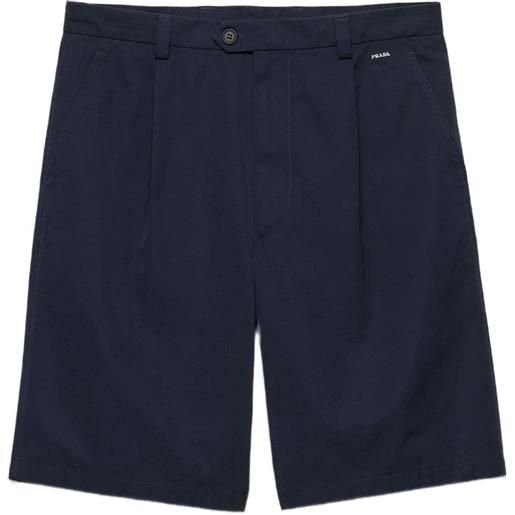 Prada shorts con logo e pieghe - blu