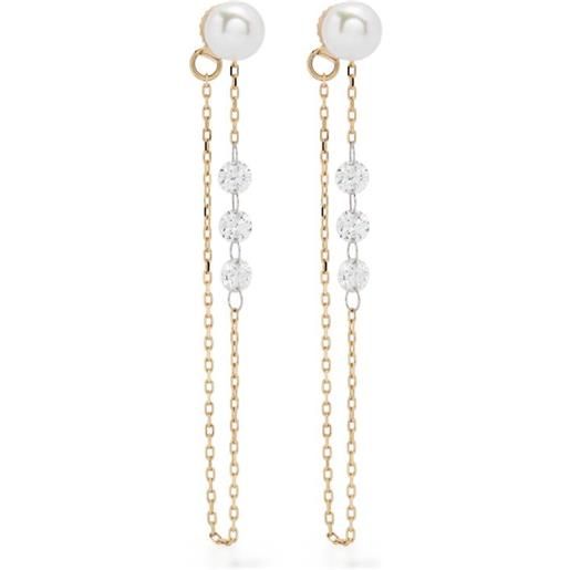 Mizuki orecchini a bottone sea of beauty in oro giallo 14kt, diamante e perla