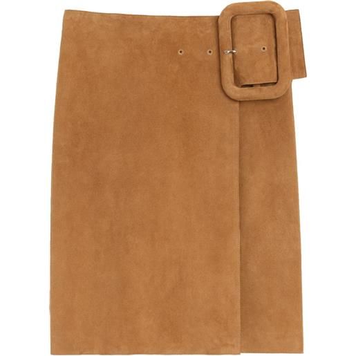 AMI Paris gonna midi svasata con cintura - marrone