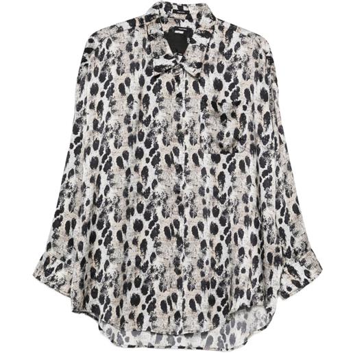 R13 camicia con collo basso - toni neutri