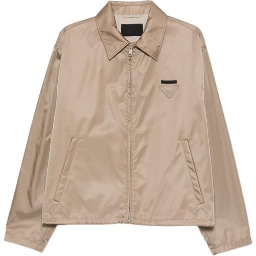 Prada giacca re-nylon con zip - toni neutri