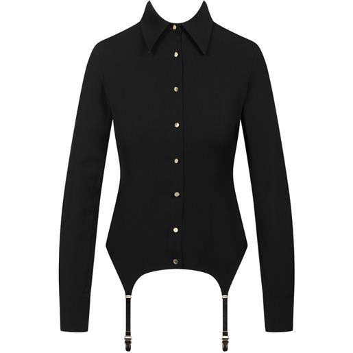 Maison Close camicia con bretelle - nero