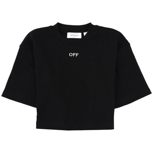 Off-White t-shirt crop con logo - nero