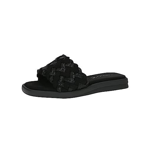 CAPRICE ciabatte piatte da donna 9-9-27105-20, in camoscio nero, 38 eu