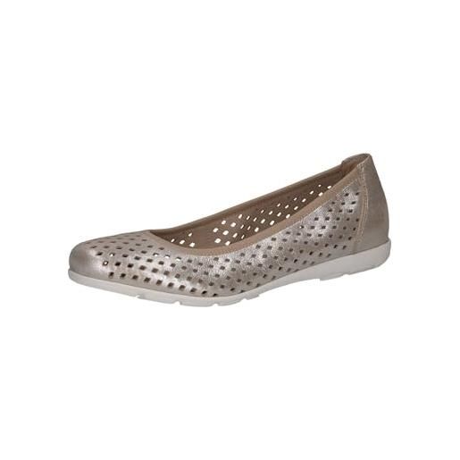 CAPRICE ballerine da donna in pelle comode, beige (taupe metallic), 39 eu