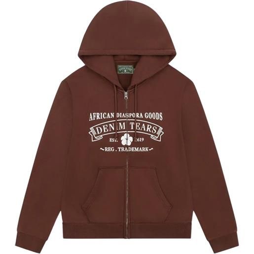 Denim Tears felpa con zip e cappuccio - marrone