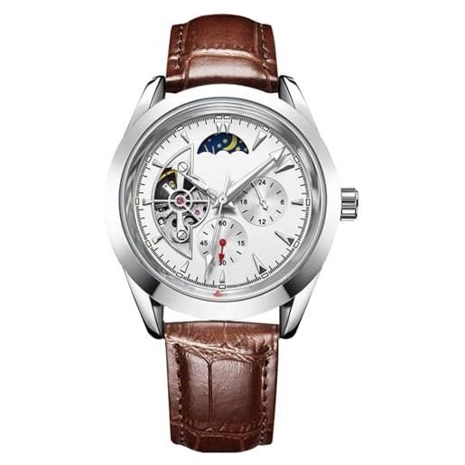 Orologio Meccanico Automatico Lusso Uomo Forsining FSG8187 | Cassa In Lega 42mm, Fase Lunare, Cinturino Acciaio Inox, Vetro Hardlex - 2
