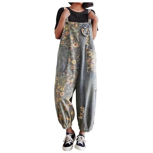 LKRSEEF salopette donna jeans premaman donna jumpsuit taglie comode eleganti tuta denim pantaloni corta gonna balloon flare neve wide leg lavoro invernale xxl blu intera elegante lunga in pizzo da velluto