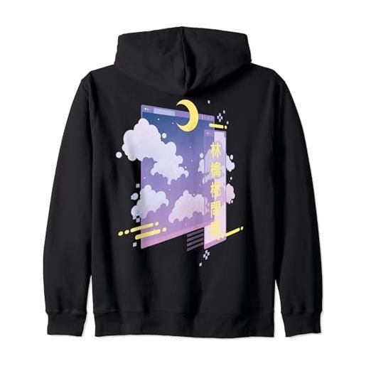 80s retro vaporwave | pastel goth soft grunge | kawaii luna felpa con cappuccio