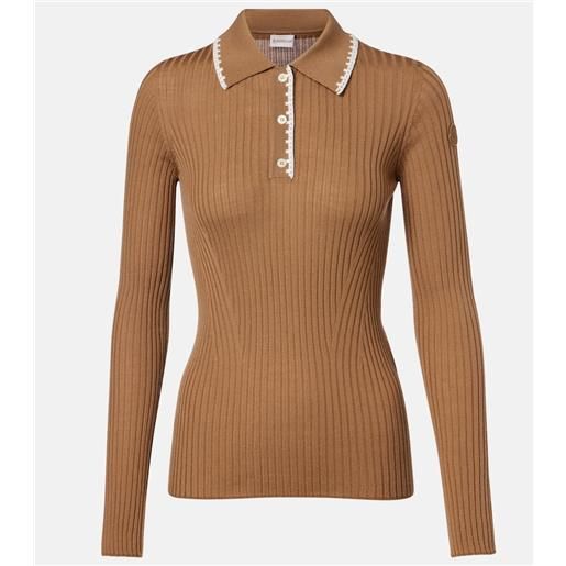 Moncler polo in lana vergine a coste