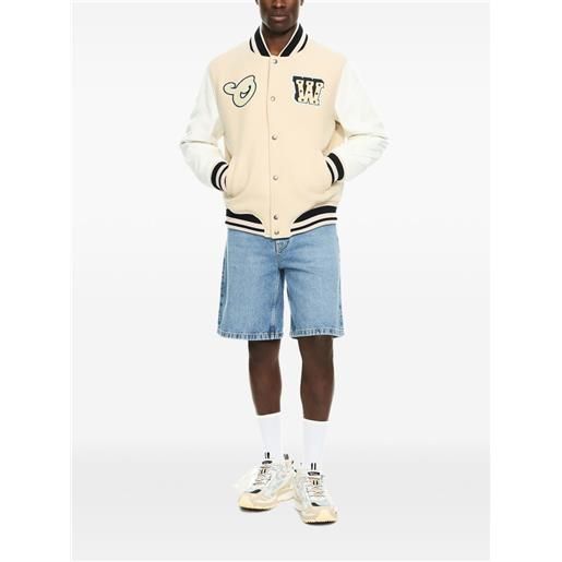 Off-White giacca varsity star logo lea - toni neutri