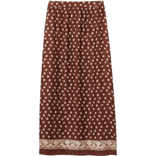 Claudie Pierlot gonna midi a fiori - marrone