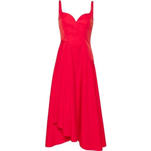 Alexander McQueen abito midi svasato asimmetrico - rosso