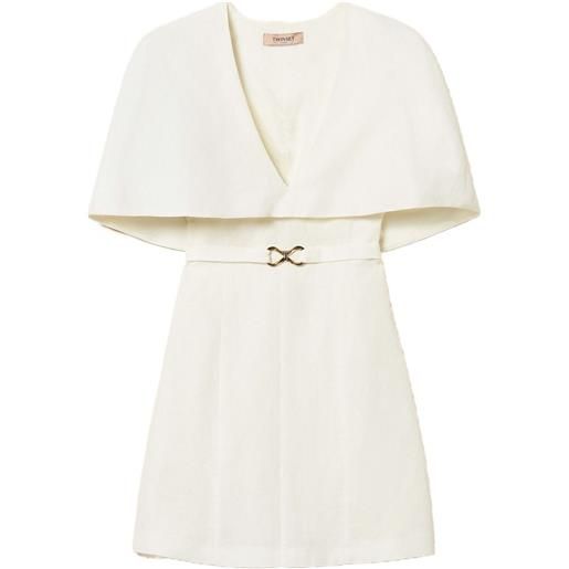 TWINSET abito corto con cintura - bianco