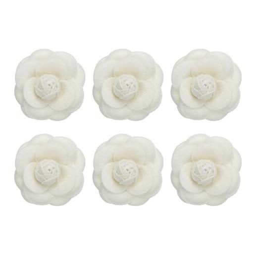 2 Spille A Fiore Camelia In Pelle: Fermaglio 2 In 1 - Clip Per Capelli E Spilla Da Vestito, Accessorio Elegante Per Donna (Nero E Beige) - 2