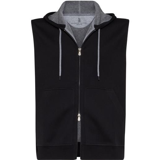 Brunello Cucinelli felpa smanicata con cappuccio - nero