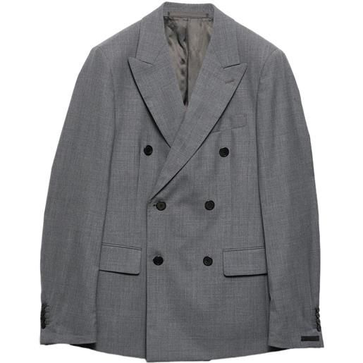 Prada blazer doppiopetto con revers a lancia - grigio