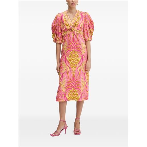FARM Rio printed puff-sleeve midi dress - rosa