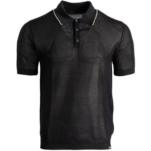 Prada polo con orlo a contrasto - nero
