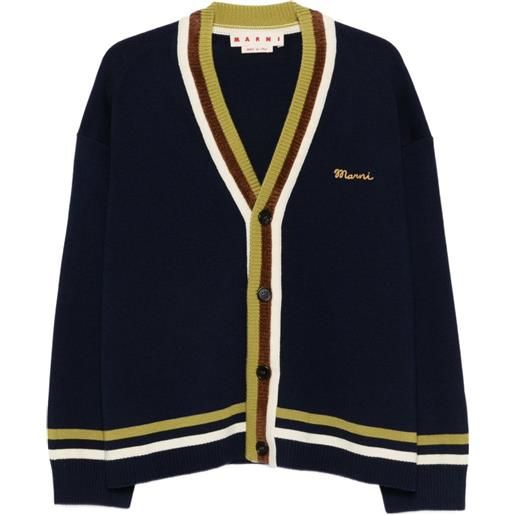 Marni cardigan a righe con ricamo - blu