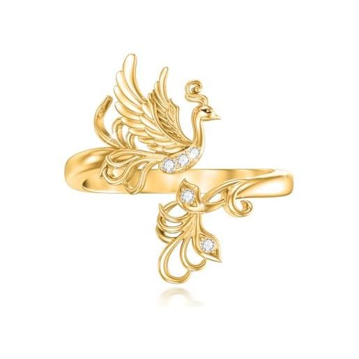 ABIGY Fenice Anello in argento Sterling 925 fenice gioielli fenice regolabile anelli piuma anello animale anello per donna, 8 (verstellbar), Argento sterling, Zirconia cubica