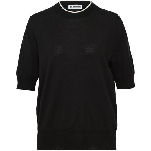 Jil Sander t-shirt in lana merino - nero