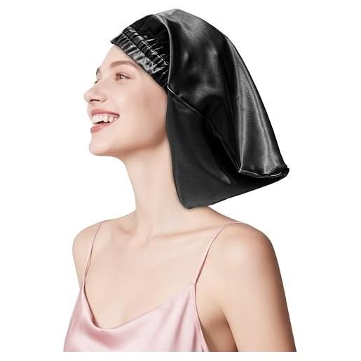 1PCGrande berretto da notte in raso di seta Cappello lungo in raso con fascia, adatto per capelli ricci da donna acquista in modo economico - spedizione gratuita, recensioni reali con foto