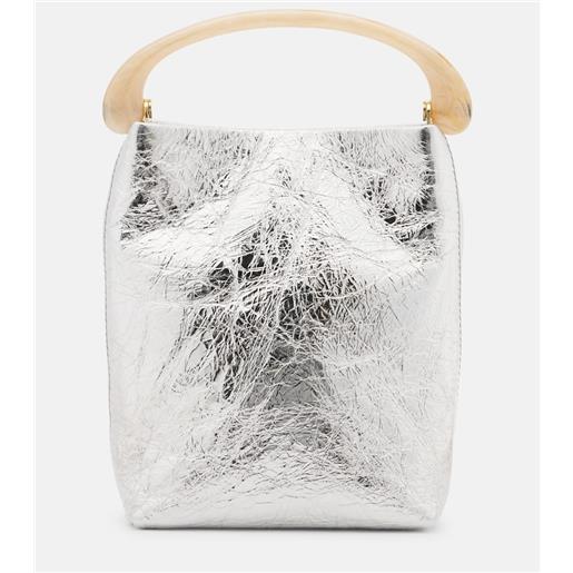 Dries Van Noten borsa crisp mini in pelle metallizzata