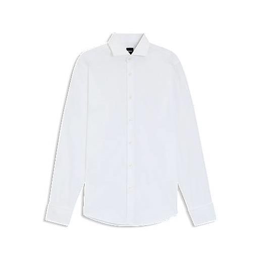 BOSS camicia regular fit in cotone italiano lavorato, bianco