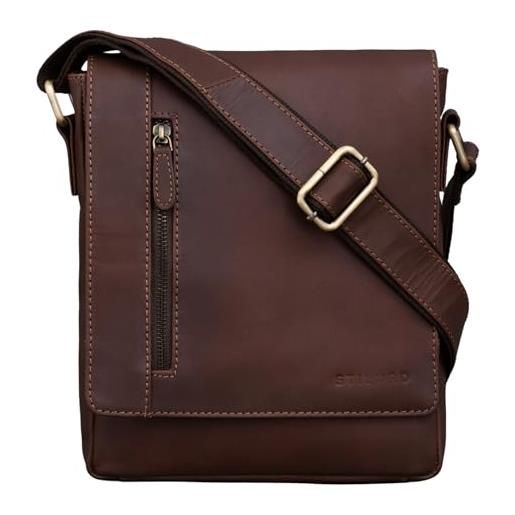 STILORD "easton" borsa messenger piccola in pelle borsello uomo cuoio con tracolla per tablet da 10,1 pollici viaggio colore: havanna - marrone