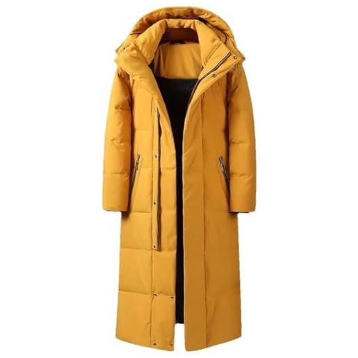 Juankrynord moda invernale da uomo spesso caldo con cappuccio parka lungo impermeabile all'aperto al ginocchio piumino da uomo business office cappotto resistente al freddo (nero, l)