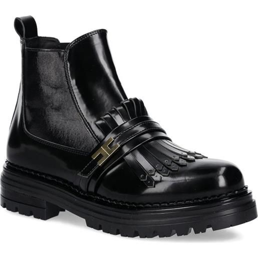 Elisabetta Franchi La Mia Bambina fringe-detail ankle boots - nero