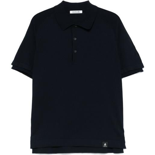 Premiata polo in cotone con ricamo logo - blu